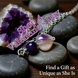 Sweetheart! Plump Purple Agate Heart Necklace! Super Cute & Feminine & Girlie!